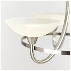 Plafoniera Multibraccio Semi-filo 3 Luci Cromo Satinato, Vetro Verniciato Bianco Con Motivo A Linee Deboli, G9 precio