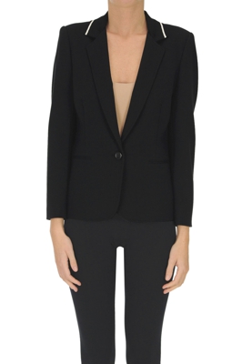 Ribbed knit insert blazer