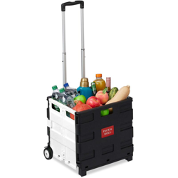 Carrello per la Spesa Pieghevole, 50 L & 35 kg di Carico, Manico Telescopico, Trolley Portaspesa, Nero/Grigio en oferta