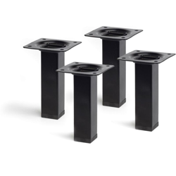 gamba quadrata stile moderno per mobili bassi. Altezza di 10 cm. Realizzata in acciaio con finitura nero. Per il bricolage e il DIY. Misure características