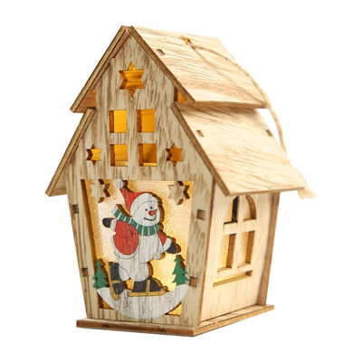 Cabina luminosa a LED Cabina luminosa fai-da-te Decorazione per albero di Natale Ornamenti appesi,doppio pupazzo di neve - doppio pupazzo di neve