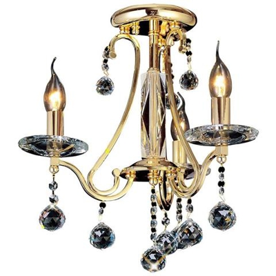 Soffitto Semi Filo 3 Luci Oro Francese, Cristallo