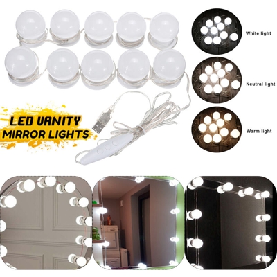 Insma - Kit luce LED dimmerabile per specchio cosmetico da bagno 3 colori 6 livelli di luminosità