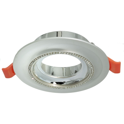 Zeitnet Inc. - Portafaretto tondo argento brillantini foro incasso 75mm luce soffitto LED GU10 GU5.3
