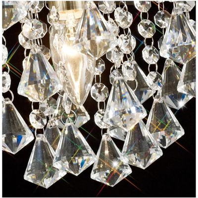Plafoniera A Filo 1 Luce E14, Quadrata 250mm, Ottone Antico, Cristallo Prisma