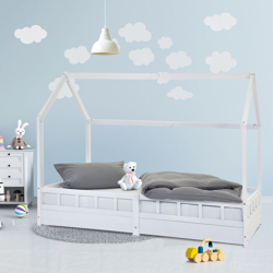 Letto per bambini bianco in legno massiccio 200x90 cm con protezione anticaduta precio