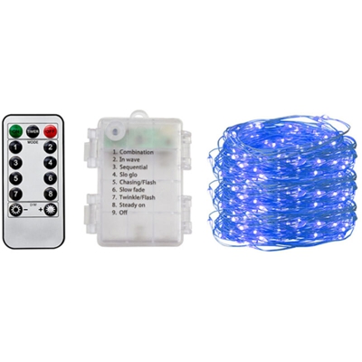 Luci LED per decorazioni natalizie, vano batteria impermeabile, luci a filo di rame remote senza batterie,blu 1 metri 1 luci - blu 1 metri 1 luci