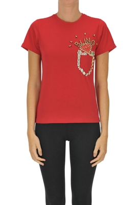 Embellished cotton t-shirt