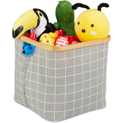 Contenitore Portaoggetti in Stoffa, Cesta Giochi Bambini Pieghevole con Bordo in Bambù & Manici, Box, Grigio características