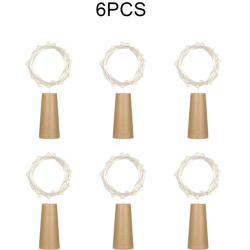 4,5 V 1,2 W 2 m 2 LED ghirlanda di filo di rame luci sughero luce ambientale grado di impermeabilita IP65,bianco reale 6 pezzi - bianco reale 6 pezzi en oferta