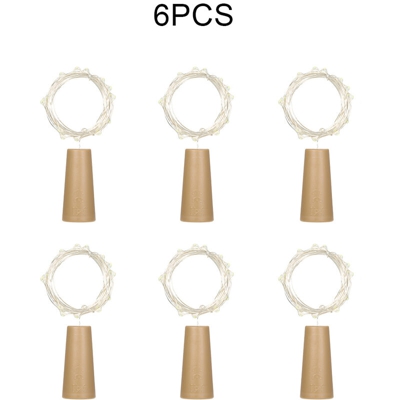 4,5 V 1,2 W 2 m 2 LED ghirlanda di filo di rame luci sughero luce ambientale grado di impermeabilita IP65,bianco reale 6 pezzi - bianco reale 6 pezzi