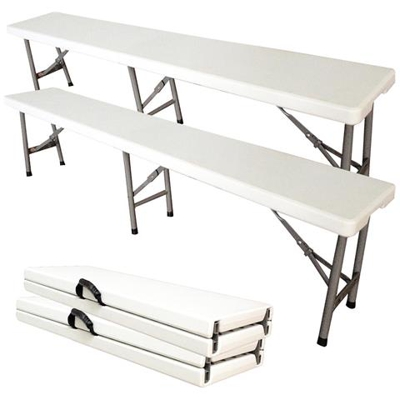 Panca In Plastica Resistente Panca Portatile Pieghevole 183 X 43 X 30 Cm Bianco Pacco Da 2 Pieghevole A Met? ? Capacit? ? Di Seduta: 2 A 4 Persone Per Banco