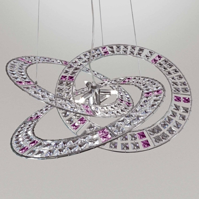 Lampada sospensione cristallo Trilogy 9 luci viola