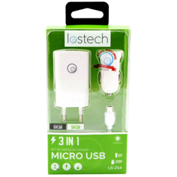 1 PZ Di SET 3 IN 1 MICRO USB CON CARICATORE DA PARETE en oferta