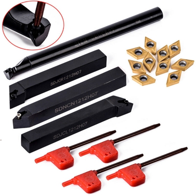 10 pezzi DCMT070204 inserti in metallo duro con 4 pezzi 12mm alesatura tornio tornio portautensili per barra di tornitura