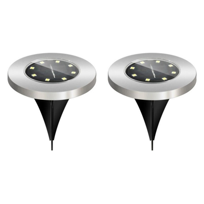 Confezione da 2 Pz di Faretto segnapassi 8 Led crepuscolare con picchetto alimentazione solare
