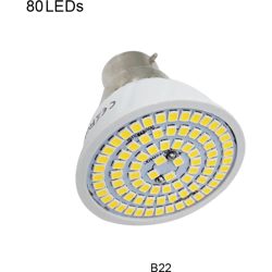 Lampadina LED 220V B22 con 80 perle di lampada a luce bianca calda características