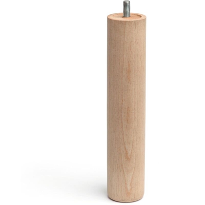 Gamba cilindrica in legno stile moderno per i mobili. Altezza di 25 cm. Realizzata in legno di faggio con finitura faggio ecru. Per il bricolage e il