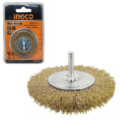 Ingco - Spazzola circolare c/filo ondulato e gambo d.50
