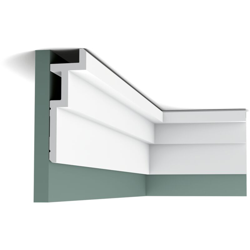 Cornice soffitto parete Decor C396 MODERN STEPS cornice per illuminazione indiretta modanatura tipo stucco design moderno bianco 2 m - Orac en oferta
