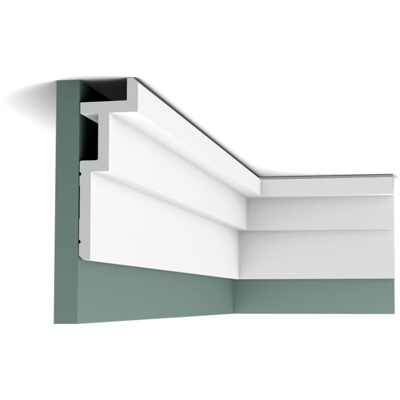 Cornice soffitto parete Decor C396 MODERN STEPS cornice per illuminazione indiretta modanatura tipo stucco design moderno bianco 2 m - Orac