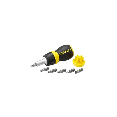 Stanley 0-66-358 Cacciavite PortaInserti Magnetico, Set di 6 Inserti, Nano Cricchetto