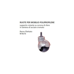 ORECA - RUOTA IN POLIPROPILENE DIAM. 45 MM CON PERNO FILETTATO CROMATO M8x16 precio