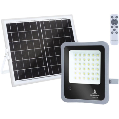 Faretto Led da esterno 100W Bianco Freddo 6500K ad alimentazione solare con telecomando