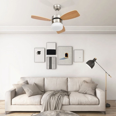 Ventilatore Soffitto con Luce e Telecomando 76cm Marrone Chiaro - Marrone - Vidaxl