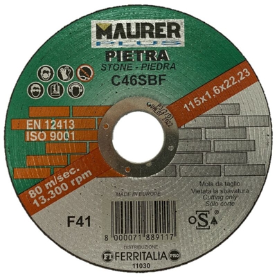 Maurer - DISCO PER PIETRA 115X1,6X22 DA TAGLIO - SMERIGLIATRICE FLEX - MOLA MARMO