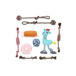 KIPIDA - Set di 10 giocattoli per cani, per cuccioli di piccola taglia, cuccioli, dentini, giocattoli in cotone, set da gioco con corda per cani, set precio