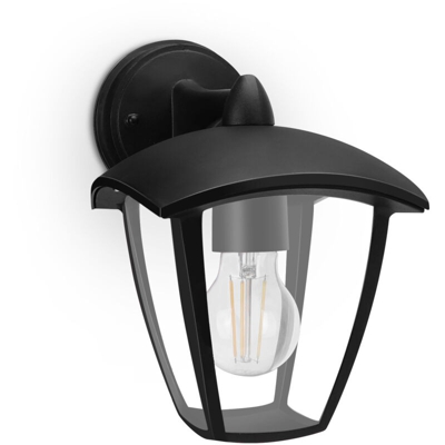 Applique esterno Efesto down nero IP44 1 x E27