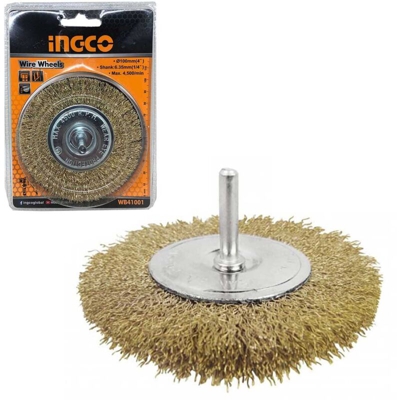Ingco - Spazzola circolare c/filo ondulato e gambo d.100mm