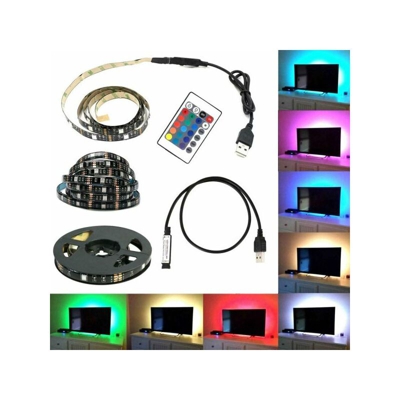 KIT TV STRISCIA STRIP LED USB RGB 5V PER RETROILLUMINAZIONE 2Mt 3 Mt 5Mt 3 METRI