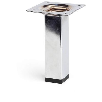 gamba quadrata stile moderno per mobili bassi. Altezza di 10 cm. Realizzata in acciaio con finitura cromo brillante. Per il bricolage e il DIY.