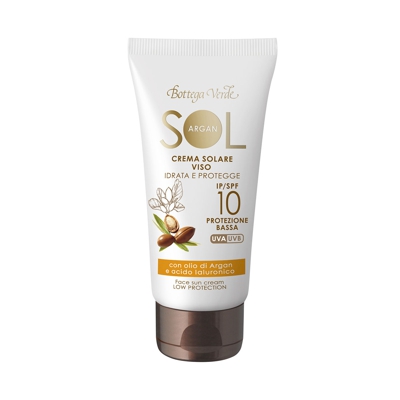 SOL Argan - Crema solar facial - hidrata y protege - con aceite de Argán y ácido hialurónico - SPF10 protección baja (50 ml)