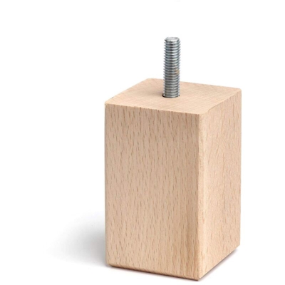 Gamba quadrata in legno stile minimalista per divani e basi. Altezza di 8 cm. Realizzata in legno di faggio con finitura faggio ecru. Per il