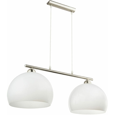 Lampada a sospensione ROBBIE, nichel opaco, barra diritta, 2 sfere