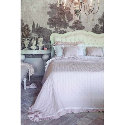 Boutis Matrimoniale Shabby Chic con Gala Pizzo Copriletto Elegante Colore: Rosa - Blanc Mariclò