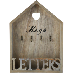 Scatola portachiavi da parete in legno 30x22x6cm con 4 ganci precio