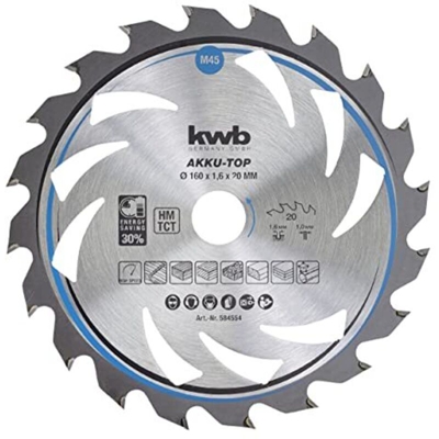 kwb 584554 Lama circolare in metallo duro 160 x 20 x 1.0 mm Numero di denti: 20 1 pz.