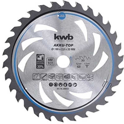 kwb 586654 Lama circolare in metallo duro 190 x 20 x 1.3 mm Numero di denti: 30 1 pz.