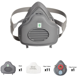 Baoweikang 37 Set maschere in gomma, maschera antipolvere KN95,(incluso 1 tappo, 1 filtro in cotone, 1 semimaschera + 1 altro filtro in cotone) en oferta