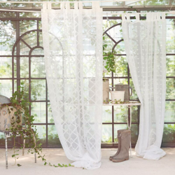 Tenda con Passanti Ricamata Shabby Chic Elegante Orchestra Blanc Mariclo - Colore: Beige en oferta