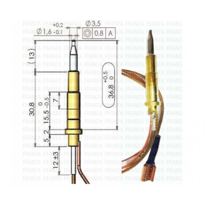 TERMOCOPPIA PIANO COTTURA COMPATIBILE 1981840 FUOCO SICURGAS - Franke