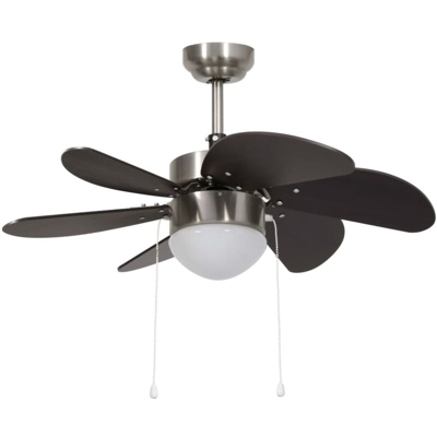 Ventilatore da Soffitto con Luce 76 cm Marrone Scuro - Marrone - Vidaxl
