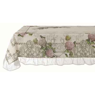 Tovaglia Tavolo Elegante Shabby Chic con Gala Cotone Bianco Blanc Mariclò - Misure: 160 x 220 cm