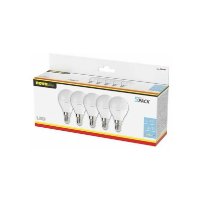 Nova Line - Confezione 5 Pz di Lampadina Led G45 E14 6W Bianco Freddo 6500K