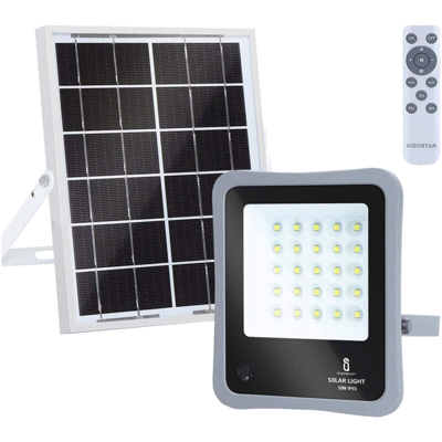 Aigostar - Faretto Led da esterno 50W Bianco Freddo 6500K ad alimentazione solare con telecomando