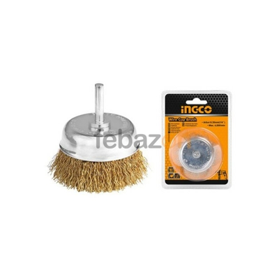 Ingco - Spazzola a tazza con filo ondulato e gambo varie misure | 75 mm